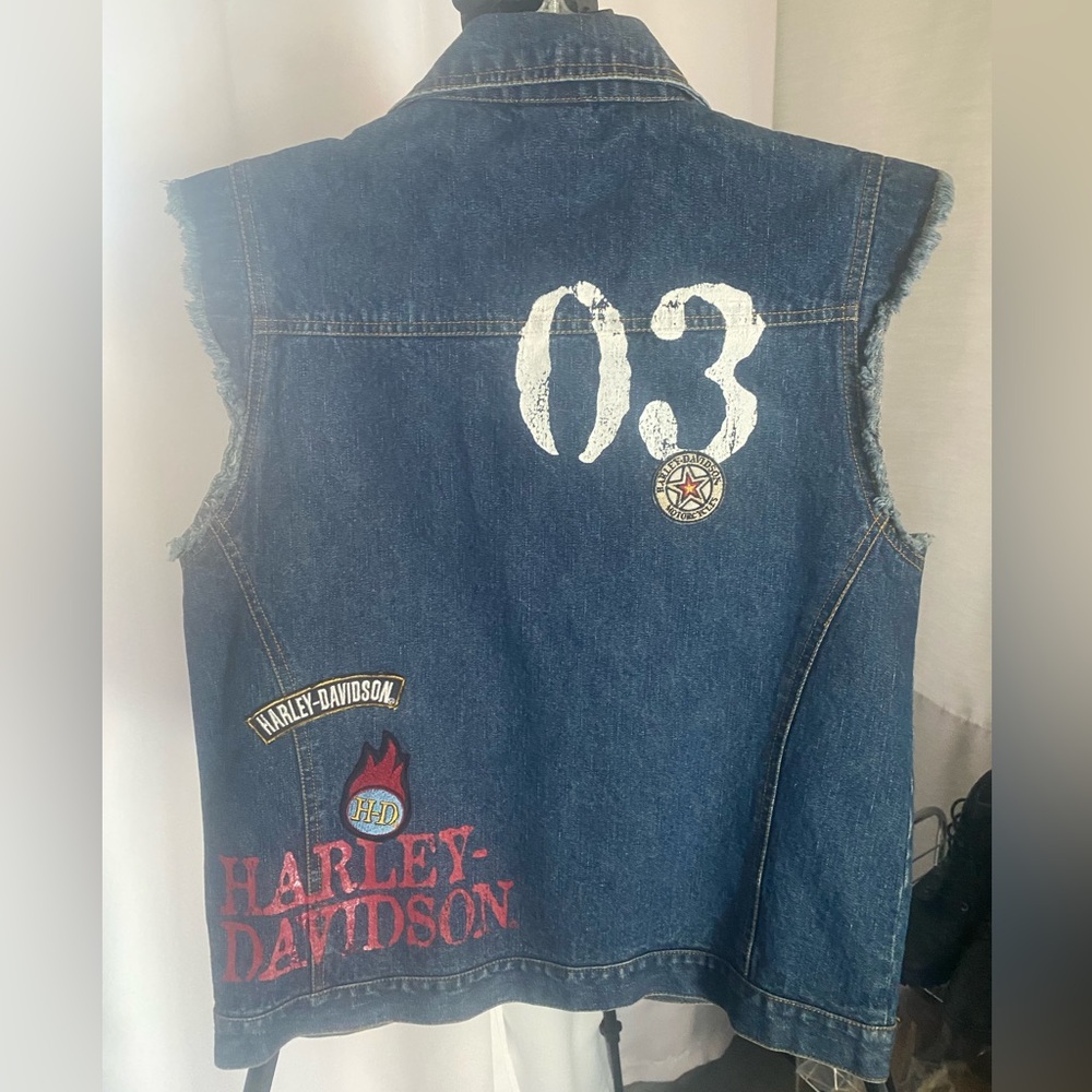 Harley Davidson denim vest size 18 - Picture 7 of 10